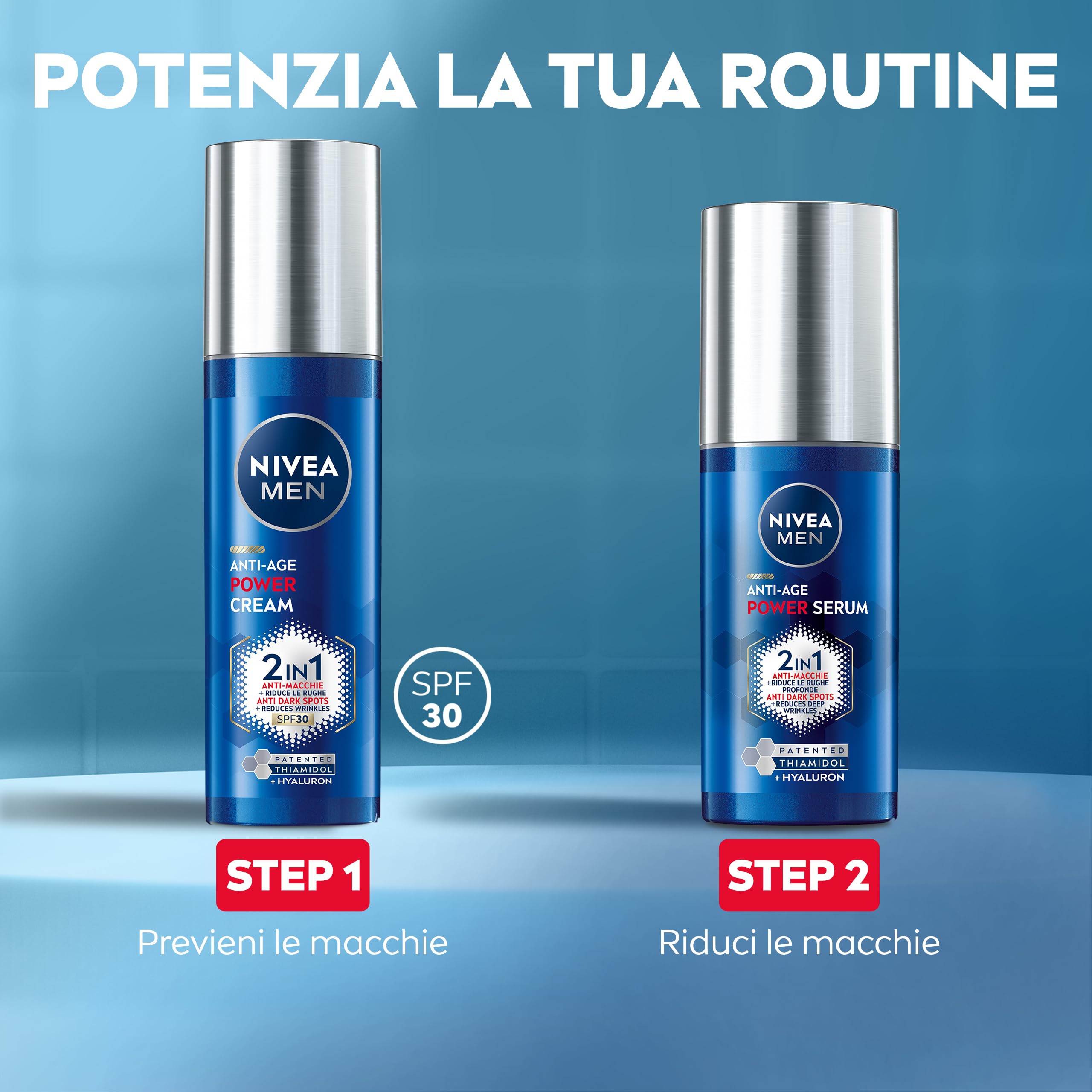 NIVEA MEN Anti-Age Power Serum Anti-Macchie 30 ml, Siero viso uomo antirughe e antimacchie, Siero antimacchia viso con Acido Ialuronico e Thiamidol brevettato per la skincare uomo quotidiana