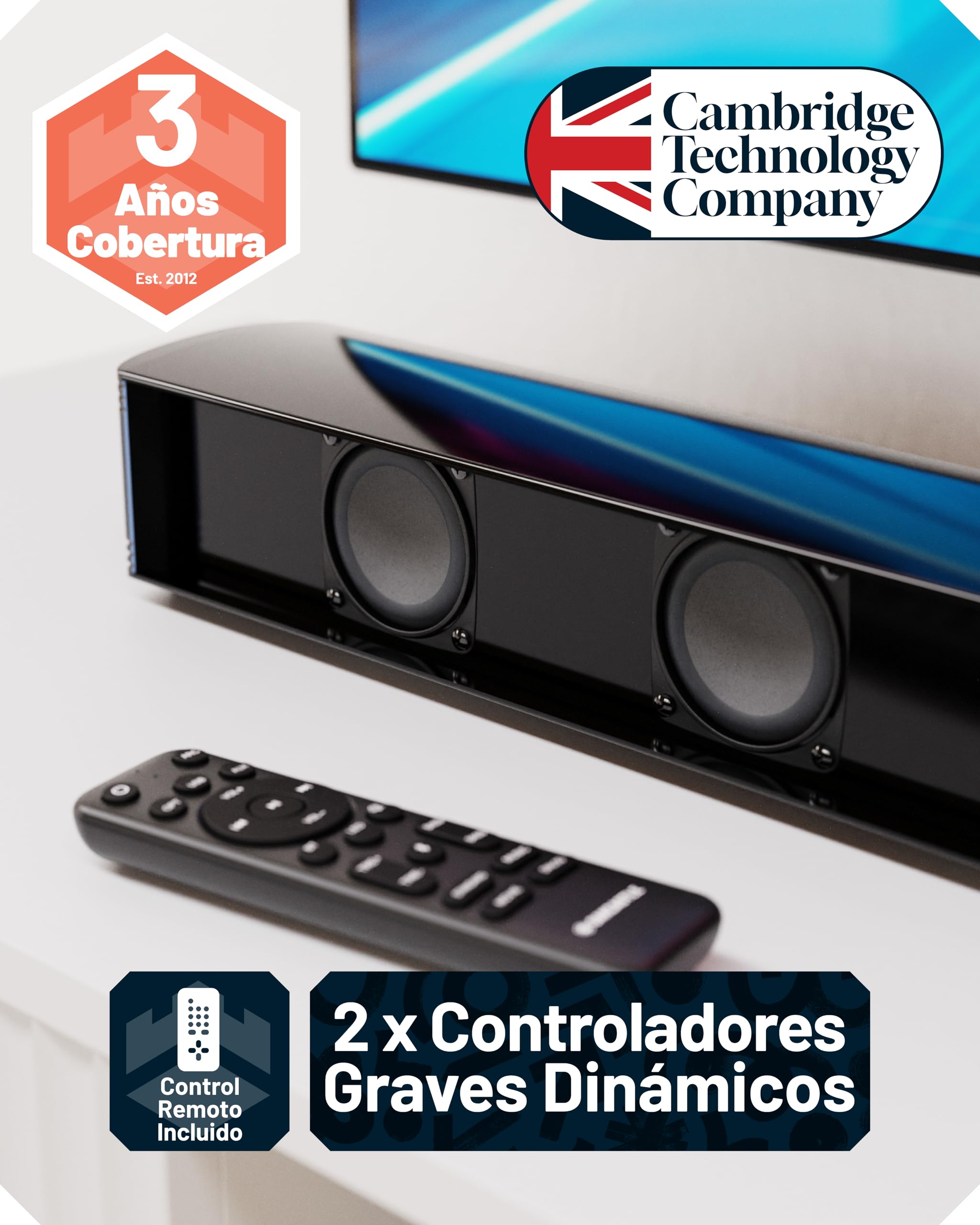 Oakcastle SB80 Barra de Sonido 200W 2.1 Canales Bluetooth 5.3 HDMI ARC Óptica AUX USB Soundbar