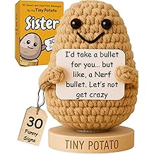 Funny Sister Gifts - Handmade Crochet Potato Doll with 30 Sassy Signs | Cute Sisters Stocking Stuffers Presents Ideas for Christmas, Unique Birthday Gift for Sister from Sisters, Brother, Step Sis