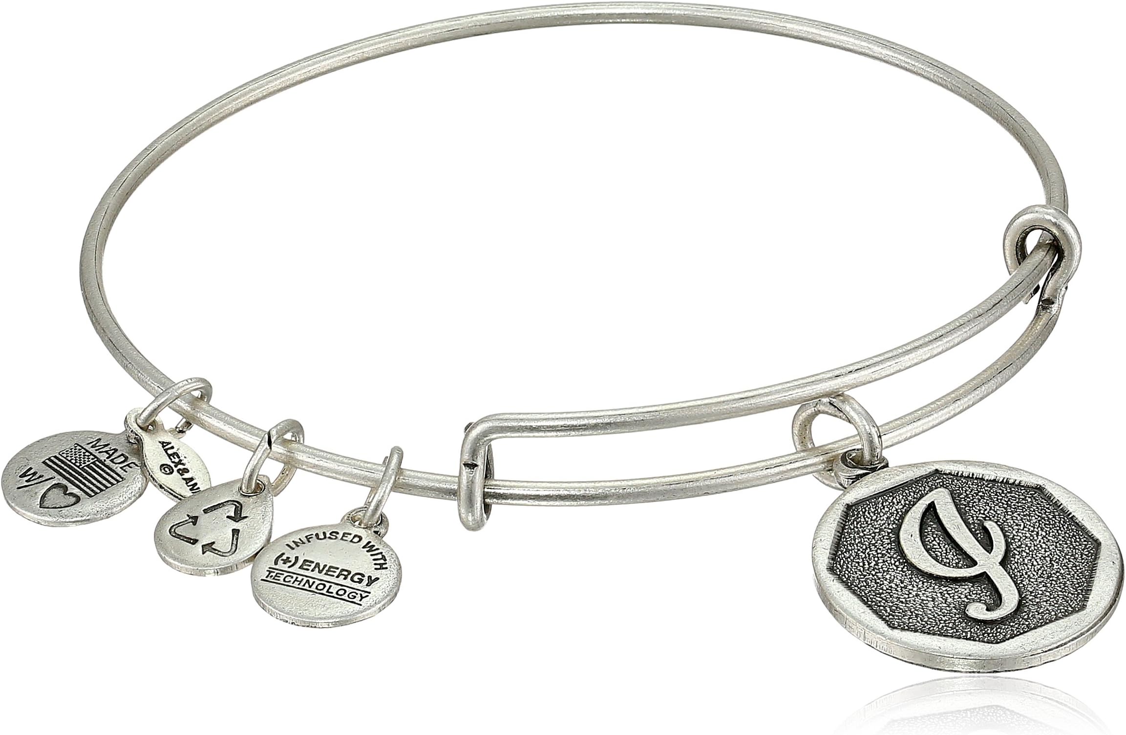Alex and AniRafaelian Silver-Tone Initial "I" Expandable Wire Bangle Bracelet, 2.5"