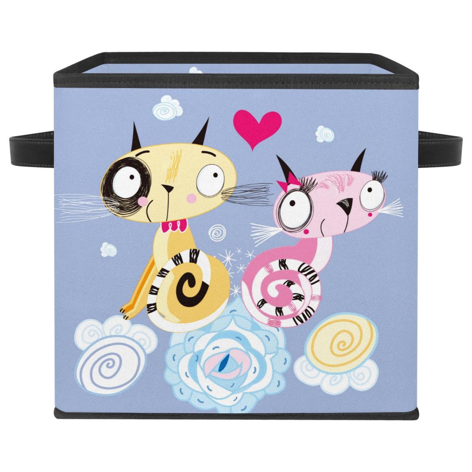 Panier de rangement en tissu dessin animé chat pour organiser la chambre