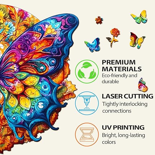 Miniatura 3 de Rompecabezas de madera para adultos, rompecabezas de mariposa con formas únicas de rompecabezas y caja de rompecabezas de madera, rompecabezas de