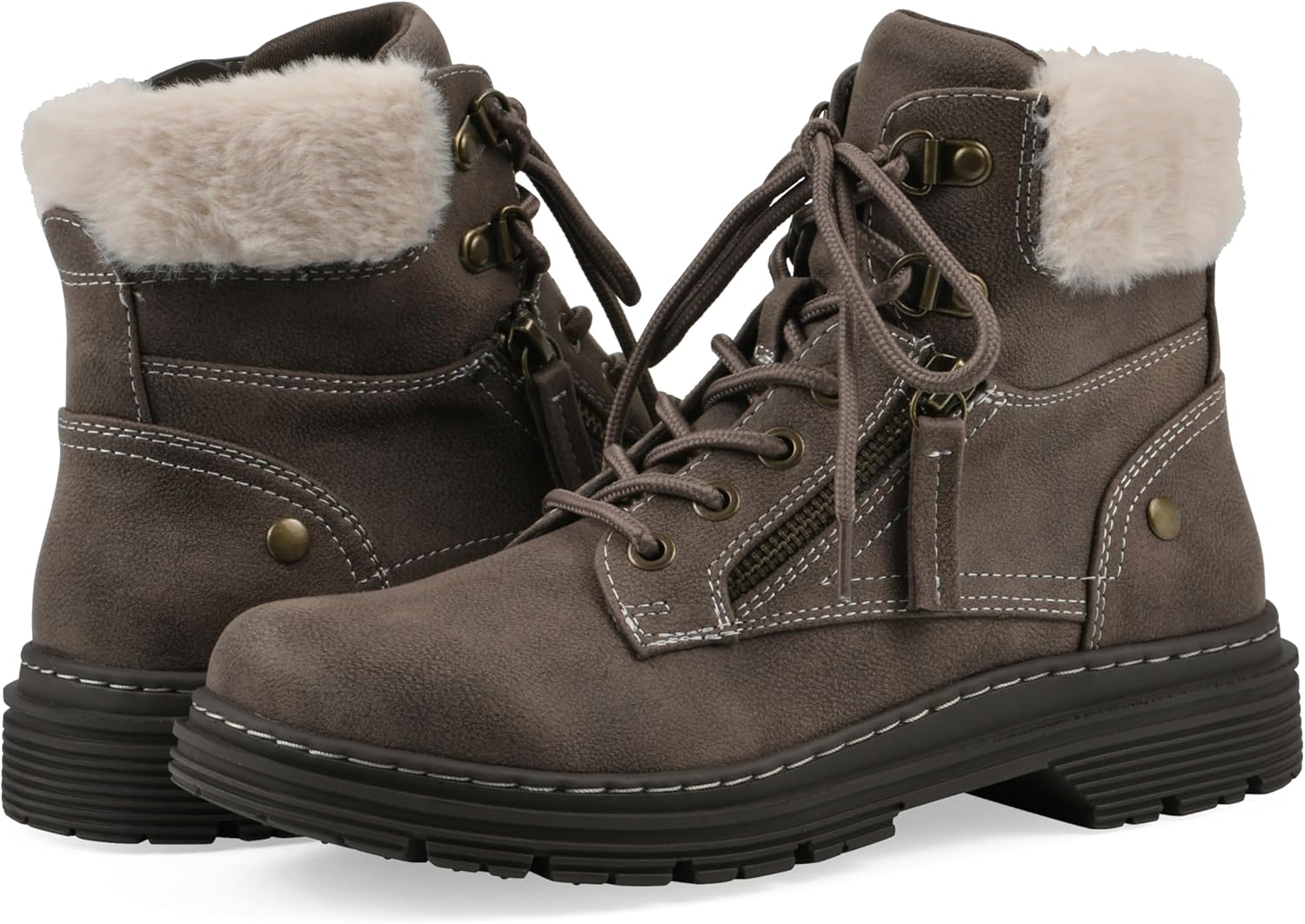 CLIFFS BY WHITE MOUNTAIN Women's Powell Cushioned Lace-Up City Hiker Ankle Bootie