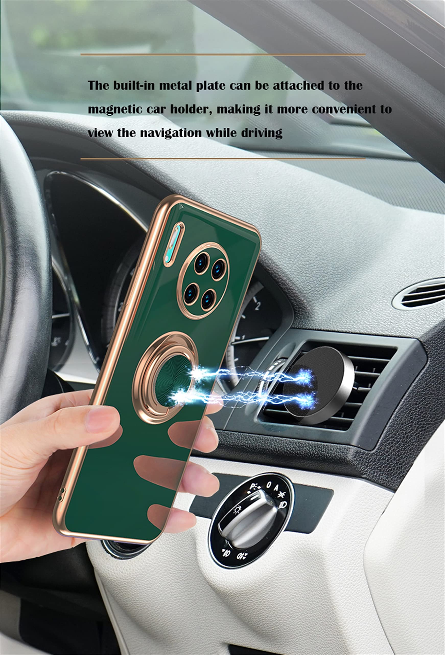 Hülle Für Huawei Mate 20 Mit Magnetischem Fingerring & 360°-Drehgelenk – Schützt Display & Kamera, KFZ-Halterung Kompatibel