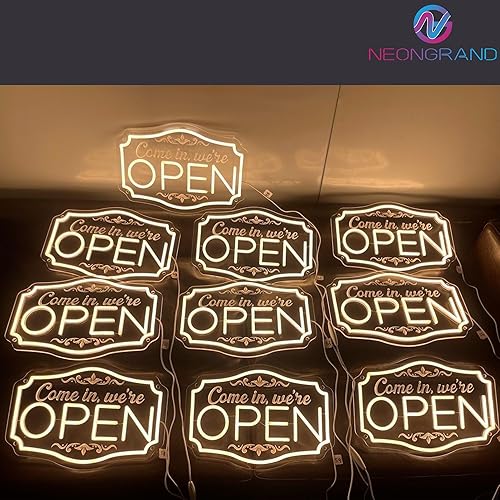Miniatura 3 de Letrero LED de neón abierto para negocios, luces de neón de brillo ajustable para fiestas, bares, tiendas de salones, decoración de pared de hotel,