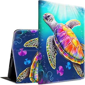 Case for All-New Kindle Fire HD 10 & 10 Plus Tablet 11th Generation 2021 Release Lightweight Smart Case PU Leather Adjustable Stand Protective Cover with Auto Wake/Sleep - Baby Turtle