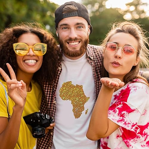 Miniatura 5 de Vinilo de transferencia de calor HTV dorado, 10 hojas de vinilo holográfico para planchar de 12 x 10 pulgadas para telas, vinilo de transferencia de