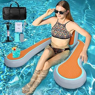 Inflatable Floating Chair Pool Lounger Float for Adults with Cup Holder, Floating Chair with