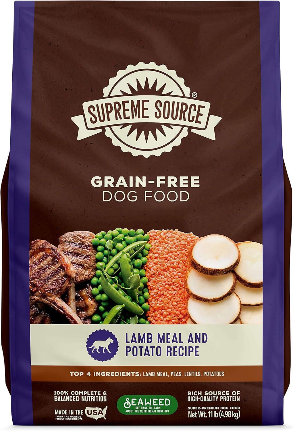 Supreme Source Premium Grain Free Dry Dog Food, Lamb Meal & Potato w-Organic Seaweed, 11 Pound Bag