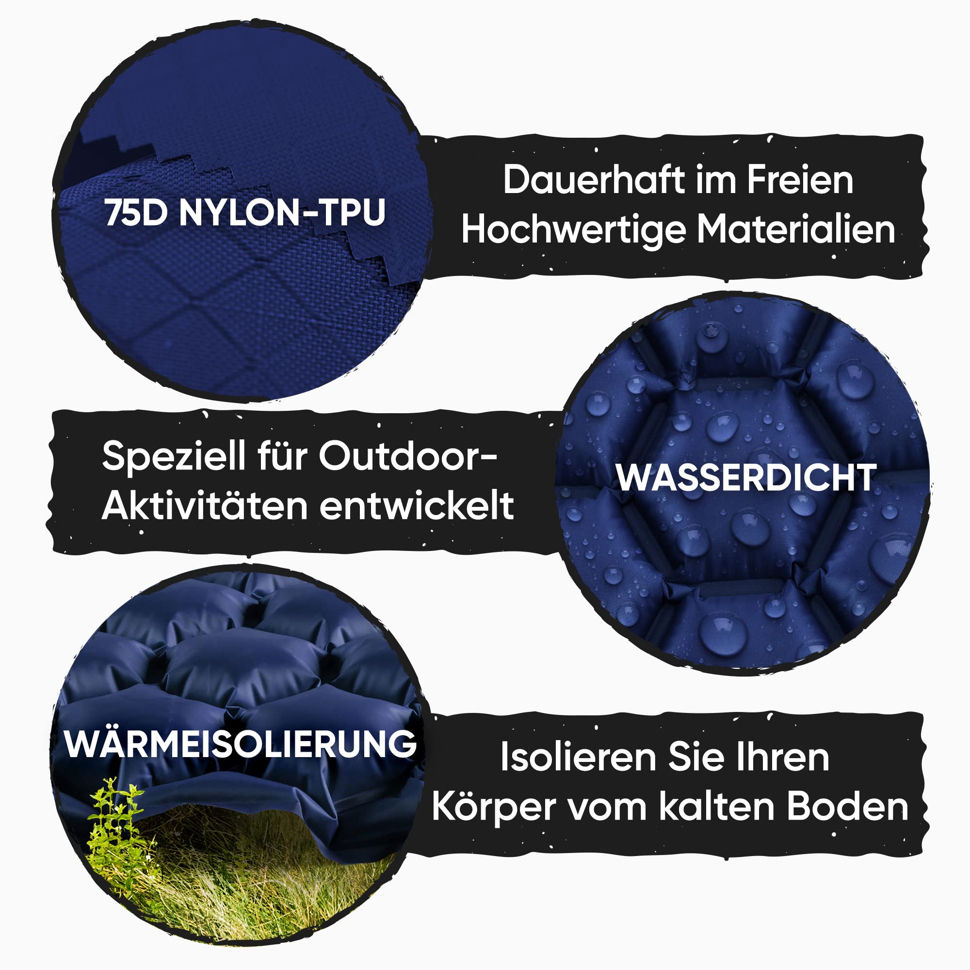 POWERLIX Camping Outdoor Luftmatratze - Ultraleichte Aufblasbare Isomatte, kompakte und leichte für Outdoor, Camping,Rucksackreisen, Wandern - Aufblassack, Tragetasche, Reparaturset