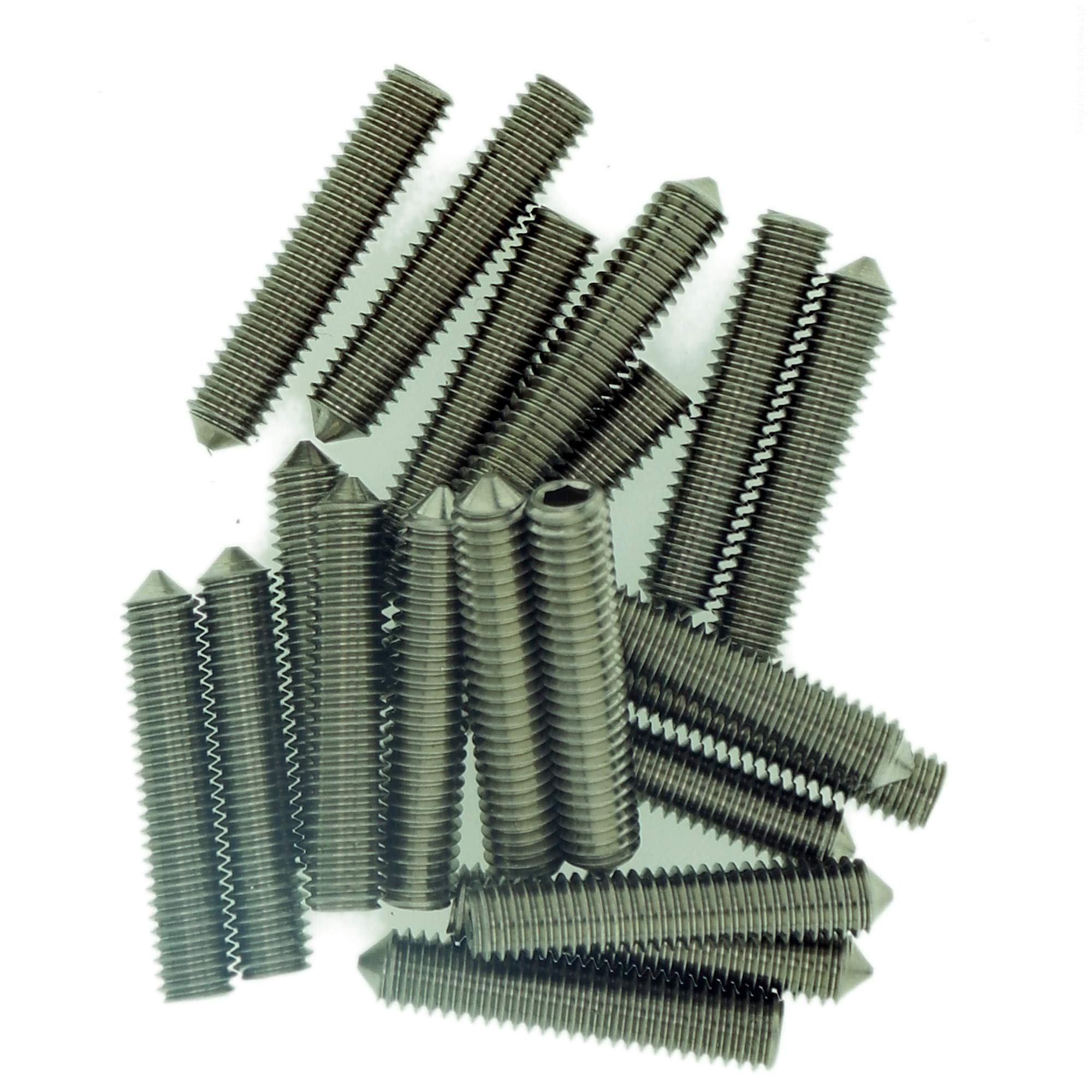 Singularity Supplies M2 (2Mm X 3Mm) Hex Socket Grub Screw (Cone Point) - Stainless Steel (A2) (Pack Of 20)