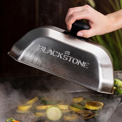 Vista 4 de Blackstone 5207 - Cubierta rectangular para rociar, paquete de 2 accesorios para plancha, acero inoxidable, cúpula de fusión de quesos y cubierta