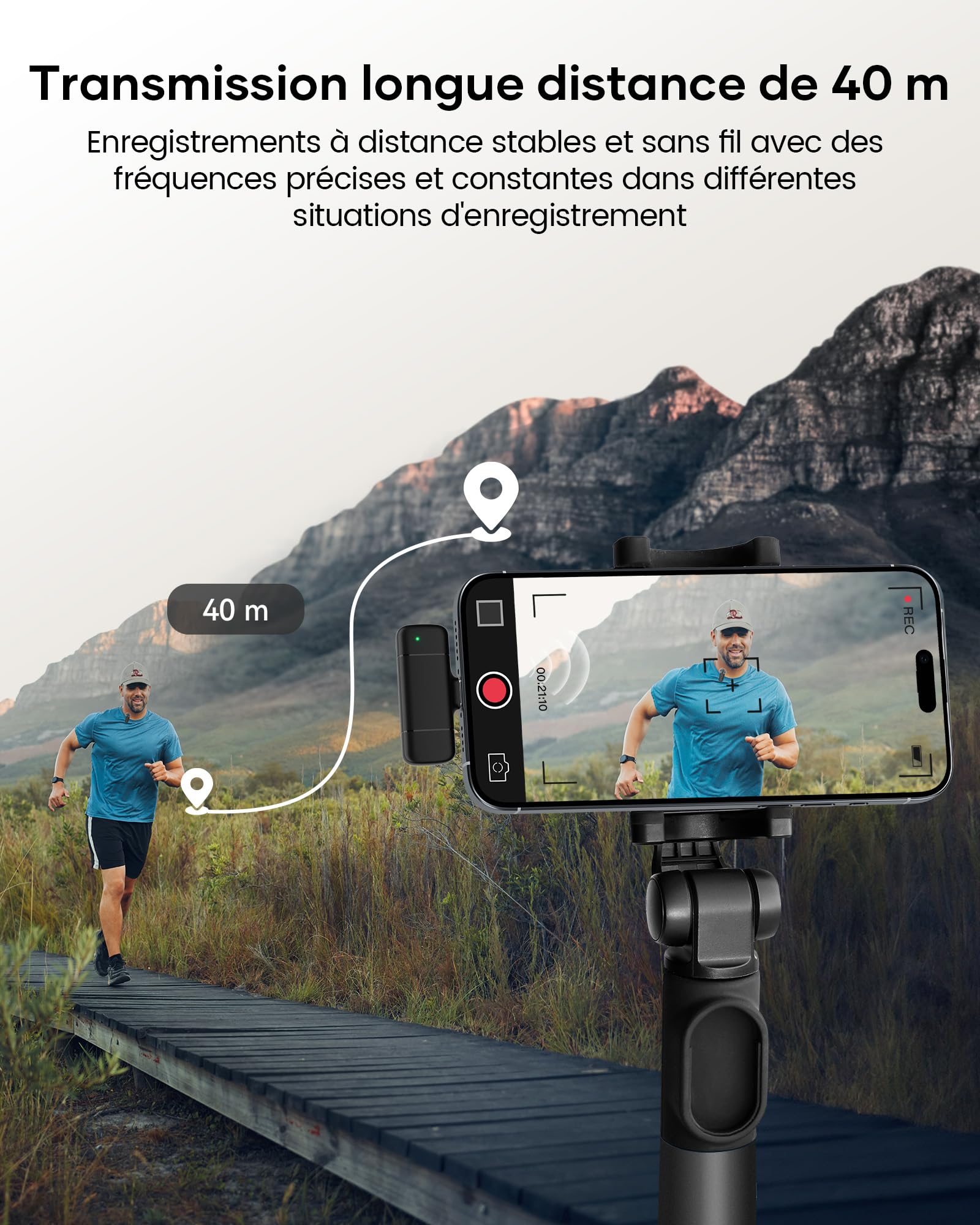 KUKIHO Microphone Lavalier sans Fil avec Chargeur, 36h Autonomie, Réduction de Bruit, Portée 40m, Plug-and-Play pour iPhone, iPad, Android, PC - Youtube, Vlog, Live-Streaming