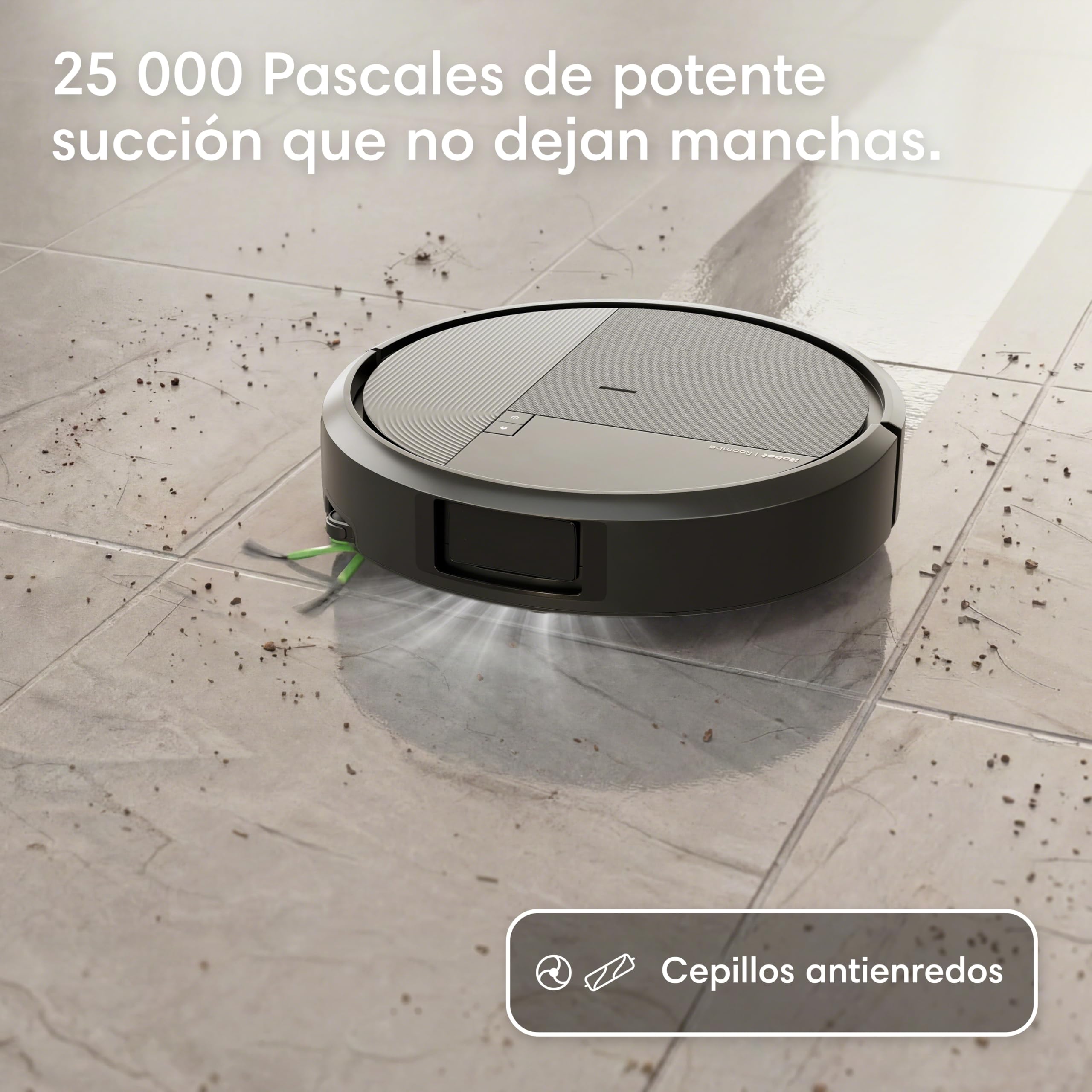iRobot Roomba Plus 576 Combo y Base AutoWash multifunción, 25KPa, Mopas DualClean PerfectEdge, Lavado/Secado Calor, IA, PrecisionVision, Clearview Pro LiDAR, 90 días autonomía,Accesorios Extra, Negro