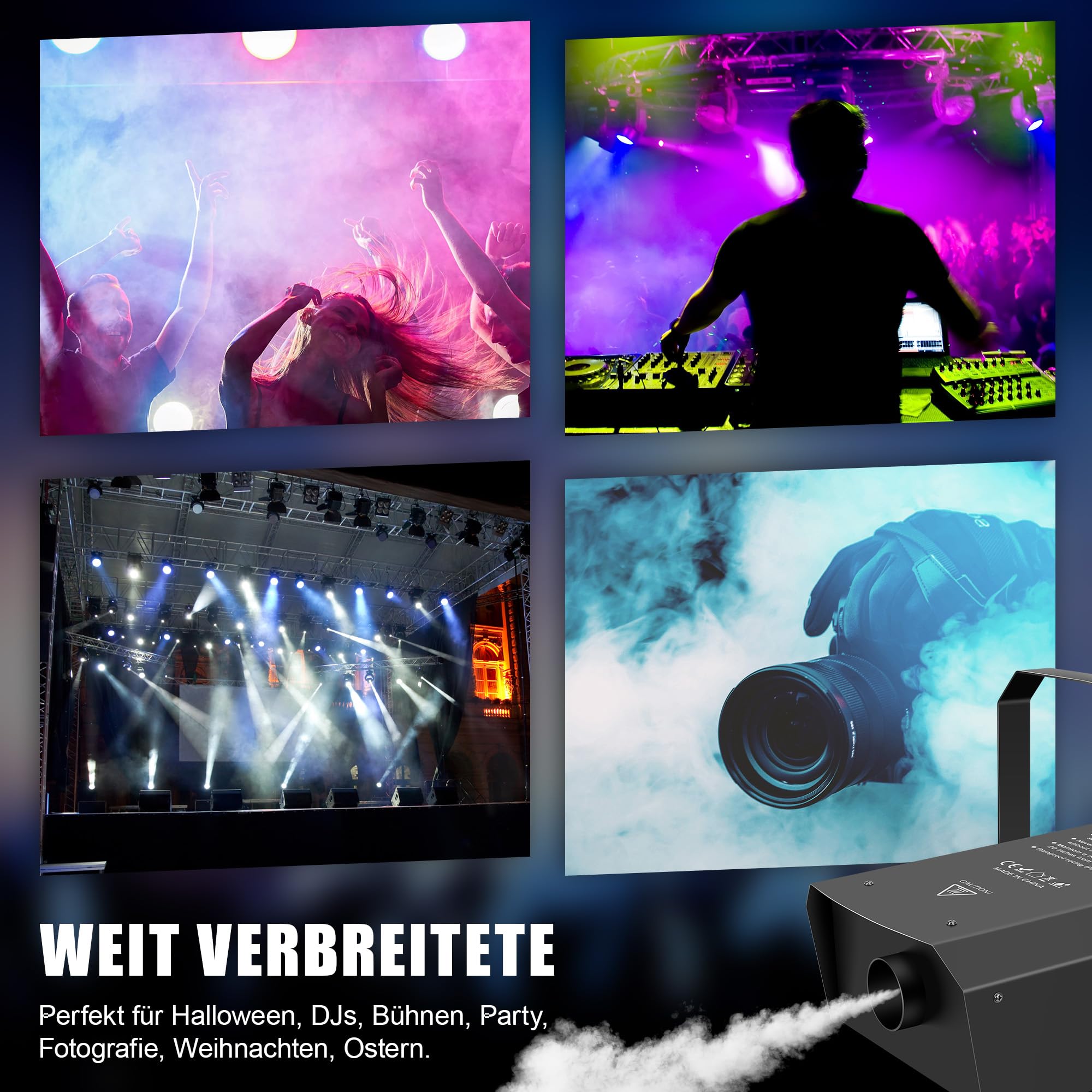 Telbum 1500 Watt Nebelmaschine Außen-Nebelmaschine mit Fernsteuerung, DMX512, Timer, Wasserdichtes Design, Professionelle Räuchermaschine Fog Maschine für DJ Bühne Party Hochzeit Halloween