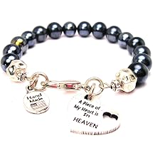 ChubbyChicoCharms Hematite Glass a Piece of My Heart is in Heaven Bracelet