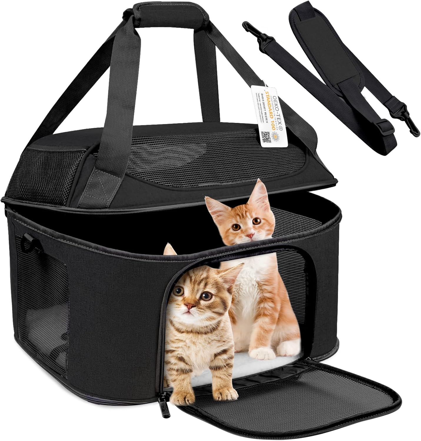 Bejibear Large Cat Carrier for 2 Cats, OekoTEX Certified