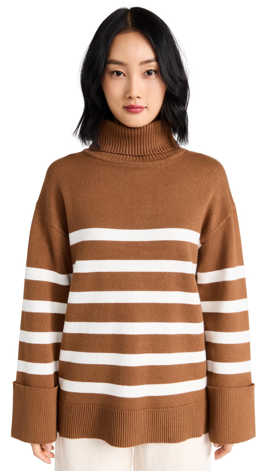 English Factory Womens Turtle Neck Stripe Sweater