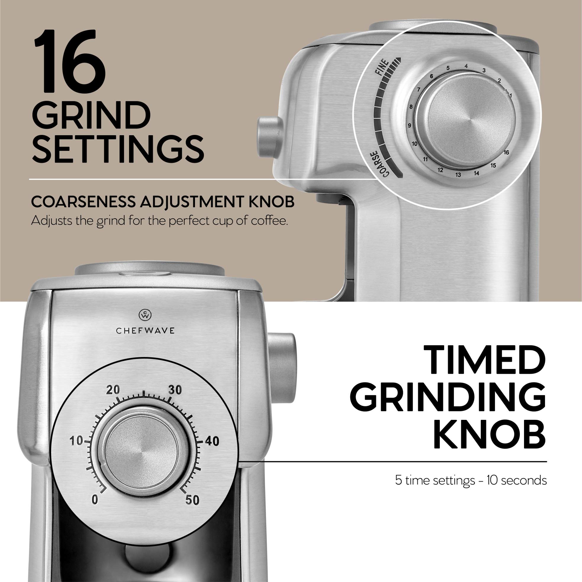 ChefWave Conical Burr Coffee Grinder 