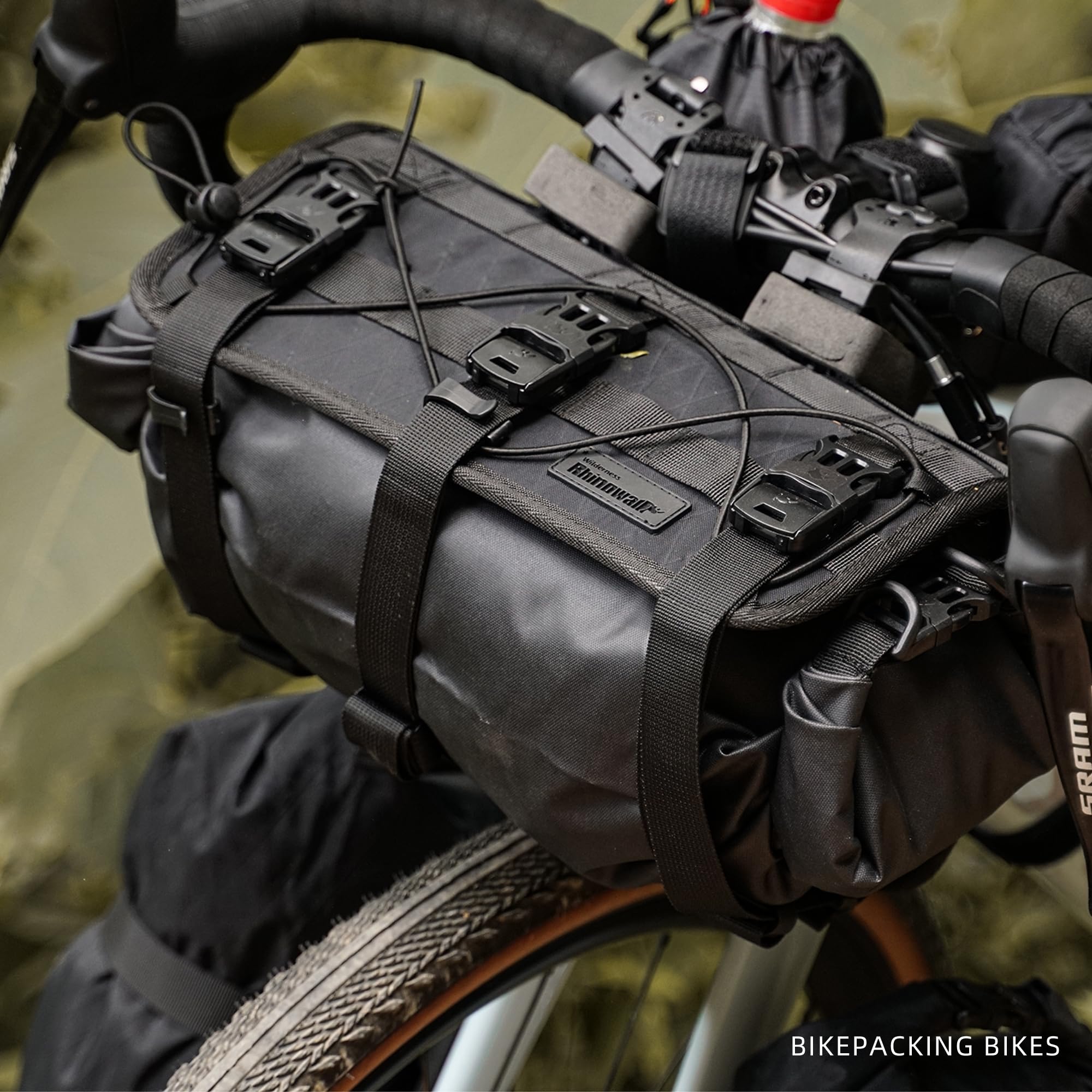 Rhinowalk Fahrradlenkertasche Wasserdicht 8–13L, Rolltasche mit Schultergurt, Leichte Fronttasche für MTB Rennrad Pendeln Radfahren, Schwarz
