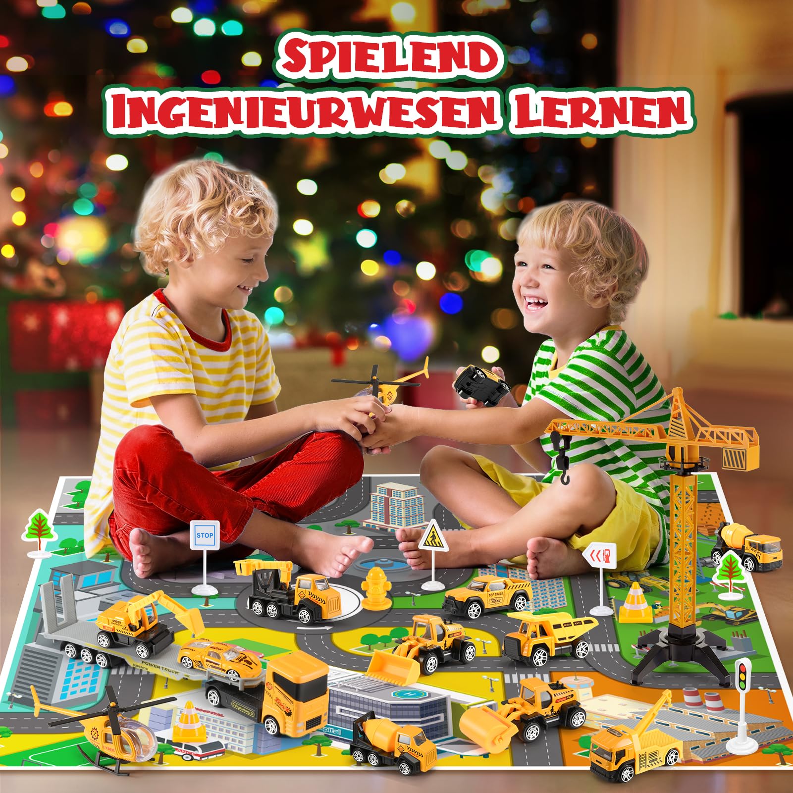 EUCOCO Adventskalender Auto Kinder 2026, Spielzeug ab 1 2 3 4 5 6 Jahre Junge Weihnachtskalender Kinder 2-6 Jahre Geschenk Junge 1-6 Jahre Baustelle Spielzeug ab 1-6 Kleine Geschenke für Jungen