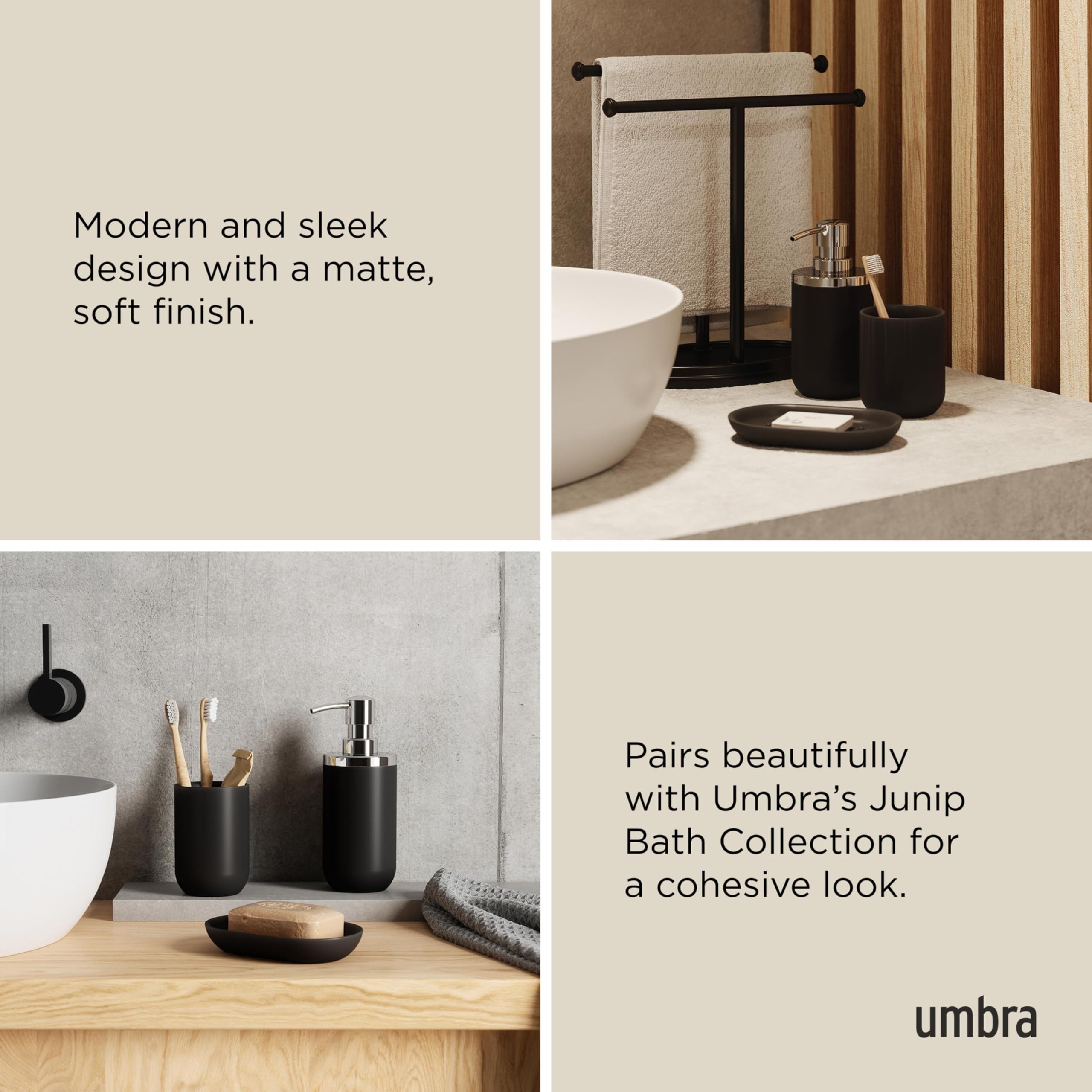 Umbra Junip Vaso para baño, Resina, Negro