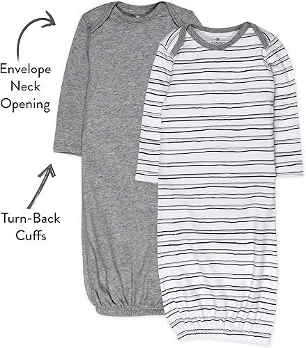 Vista 2 de HonestBaby unisex-baby 2-pack Sleeper Gowns Layette Sets 100% Organic Cotton for Newborn Baby Boys, Girls, Unisex