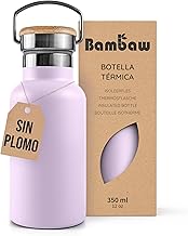 Bambaw Thermal Bottle 350 ml, Stainless Steel Water Bottle 350 ml, Corrosion Resistant and Reusable, Water Bottle Ideal for Travel and Sports, Stainless Steel Bottle with Handle (Lavender Lilac)