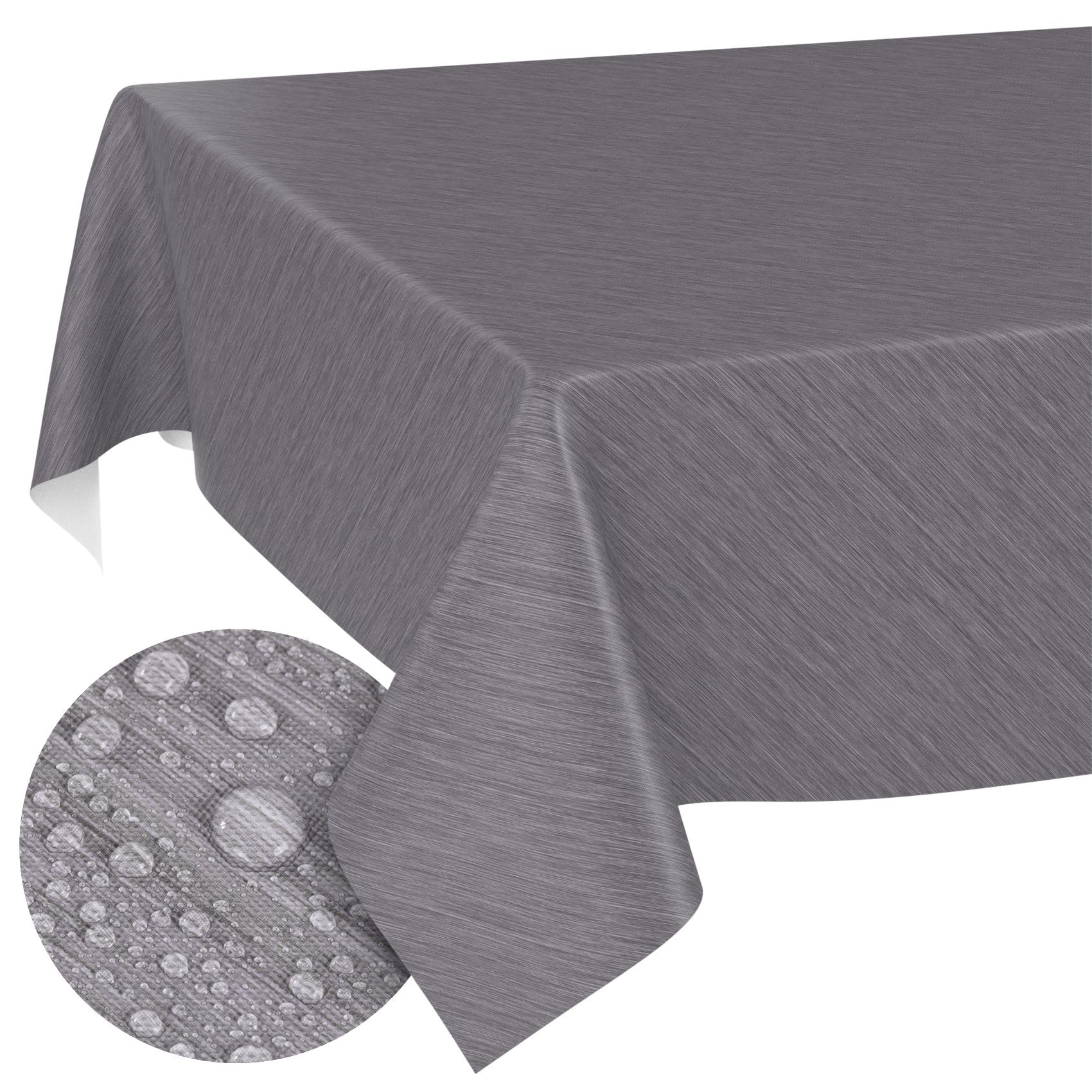 Nappe en toile cirée lavable aspect textile gris anti-tache de jardin