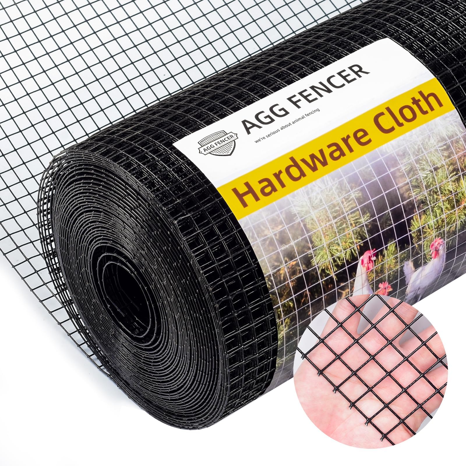 YardGard Plastic Hardware Cloth Roll, Black, 1/2" Mesh, 24
