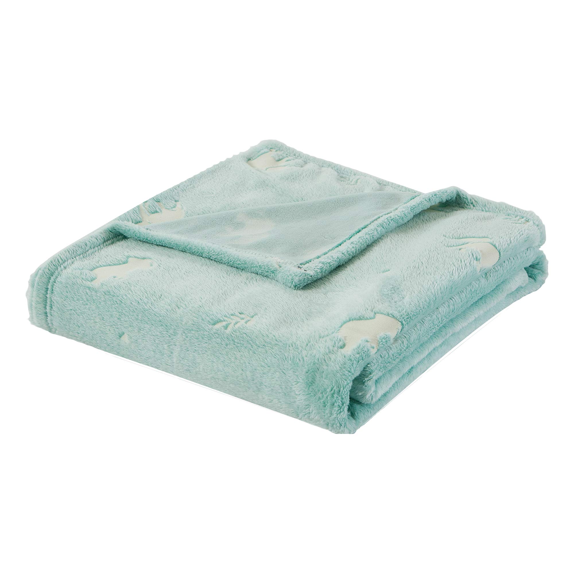 SOCHOW Glow in The Dark Throw Blanket 60 x 80 Inches, Elephant Pattern Soft Cozy Flannel Fleece Blanket for Daughters Sons, All Seasons Green Presents Blanket for Preteens Teens