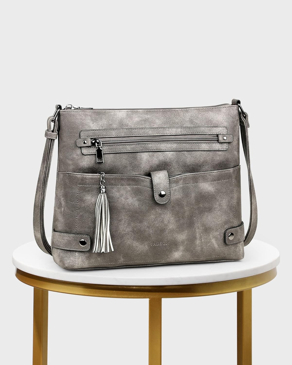 FADEON Large Crossbody Purses for Women Crossbody Bag, Designer Leather Cross Body Purses Multi Pocket Shoulder Bag - Image 8