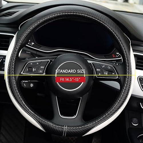 Miniatura 2 de Labbyway - Funda de piel de microfibra para volante de coche, ajuste universal, 15 pulgadas, protector de rueda antideslizante