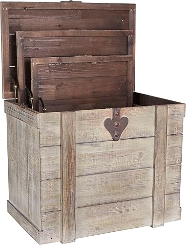 Miniatura 5 de Household Essentials Tronco decorativo antiguo, juego de 3 piezas, pequeño, mediano y grande, panel de abeto chino y MDF, respaldo suave y acento de