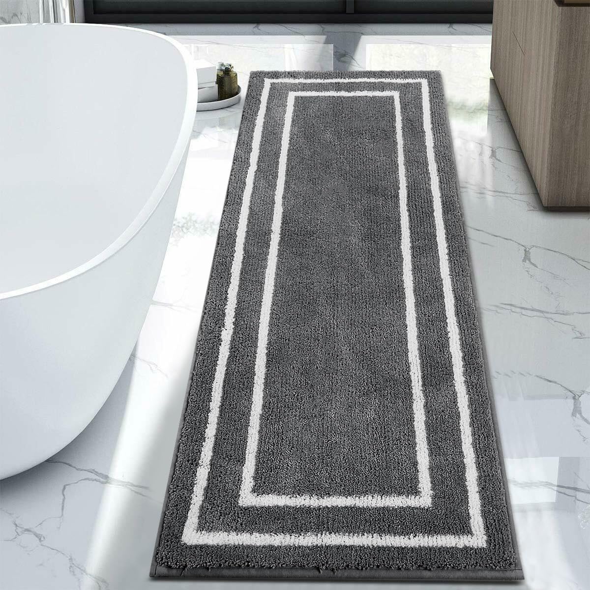 Amazon.com: Uphome Runner Rug for Bathroom, 24x71 Modern Dark Gray Long ...