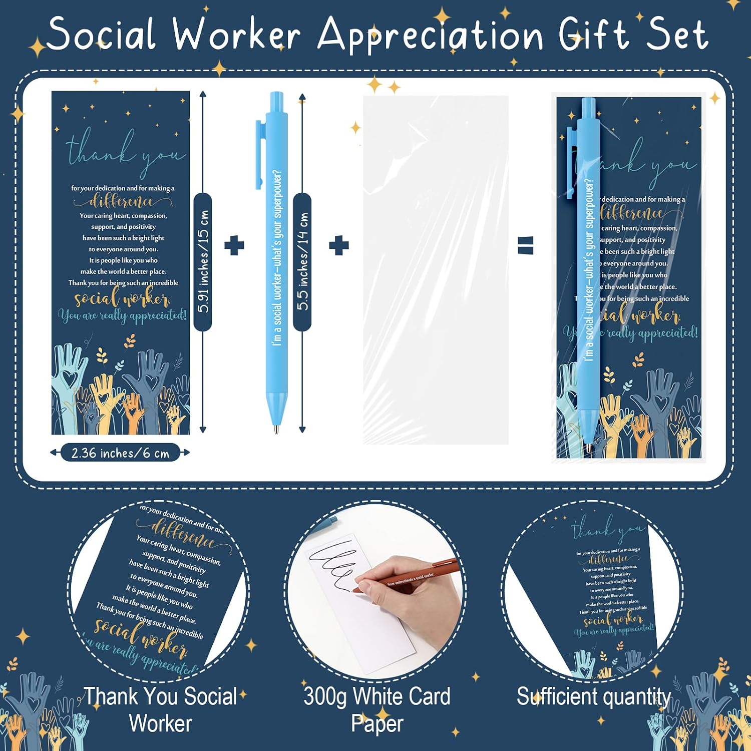 Kosiz 30 Sets Social Worker Appreciation Pens Bulk with Thank You Cards image 3