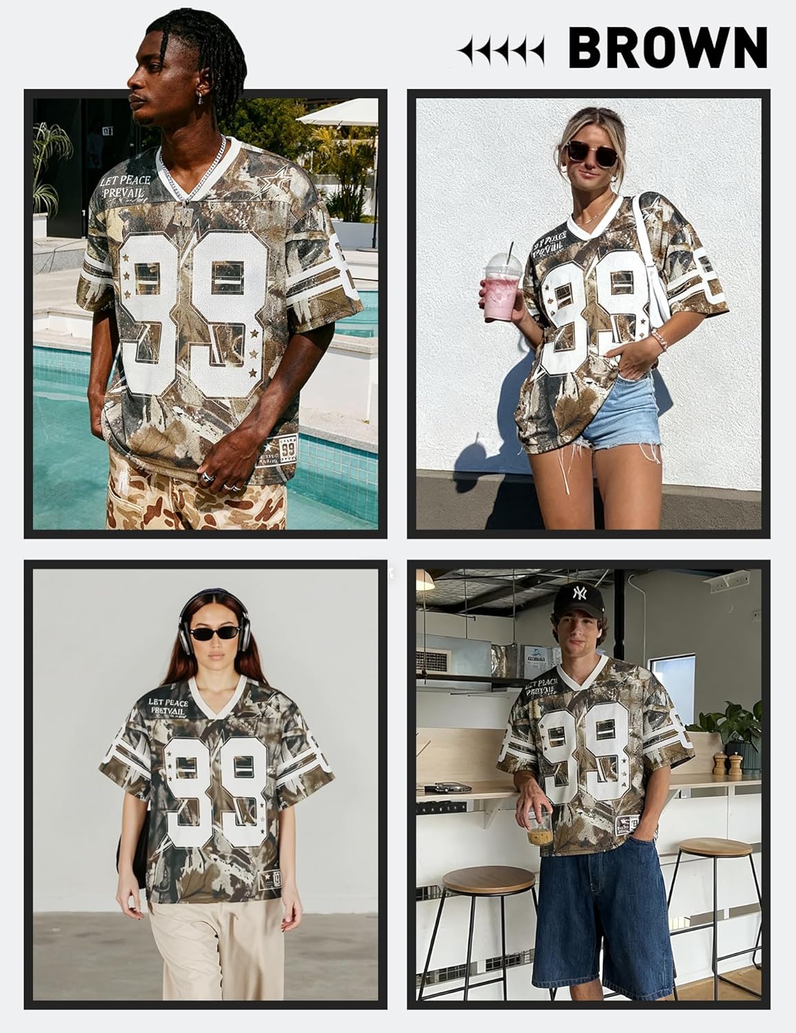 UOUA Mens Jersey Y2k Baggy Shirts Number Graphic Tees Oversized V Neck Tshirts Streetwear Tops - Image 5