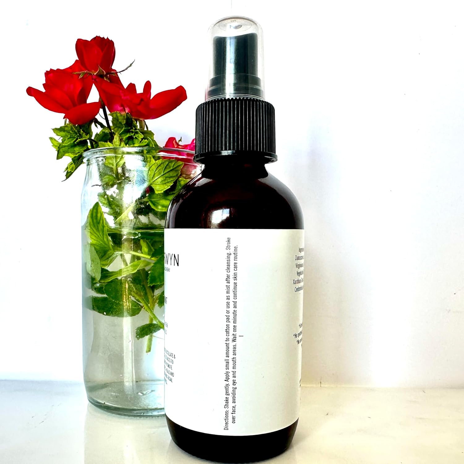 shamarwyn Rose & Peppermint Facial Toner Natural-Organic Brightening with Aloe Vera & Rose Distillate 4oz