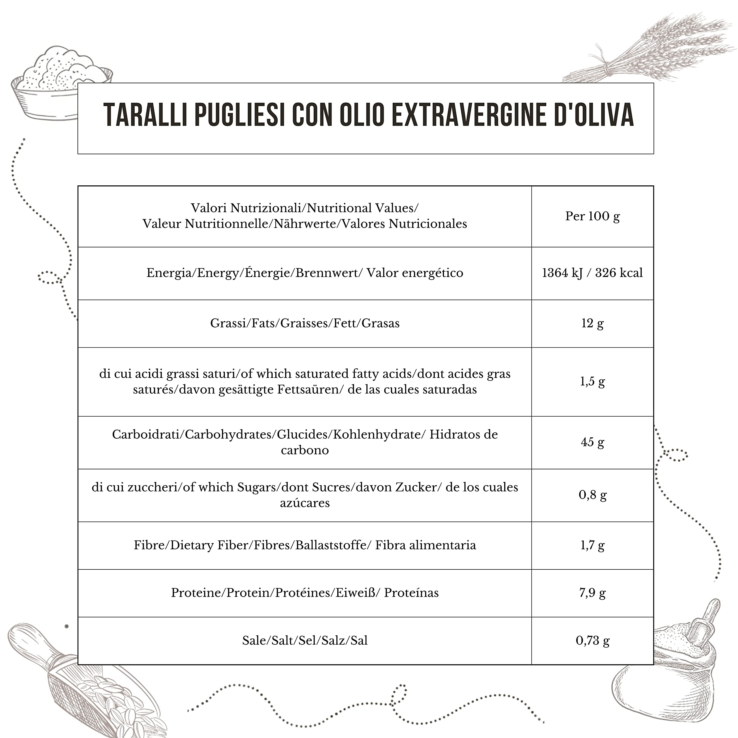 Terre des Trulli Taralli des Pouilles à l'Huile d'Olive Extra Vierge - 3 Paquets de 250g