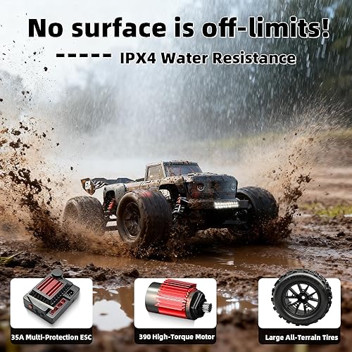 Miniatura 3 de Coche de control remoto, 116 RC Car, 40 KMH Camión de control remoto de alta velocidad, 4X4 todo terreno todoterreno RC Camión, IPX4 Monstertruck,