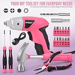 Hi-Spec 3.6V Set de tournevis électrique rechargeable pour les réparations à domicile, rose 19 pc inclus, travaux d'assemblage rapide, fatigue réduite des mains, facilité de chargement portable, rangement rangé, prêt pour les tâches rapides