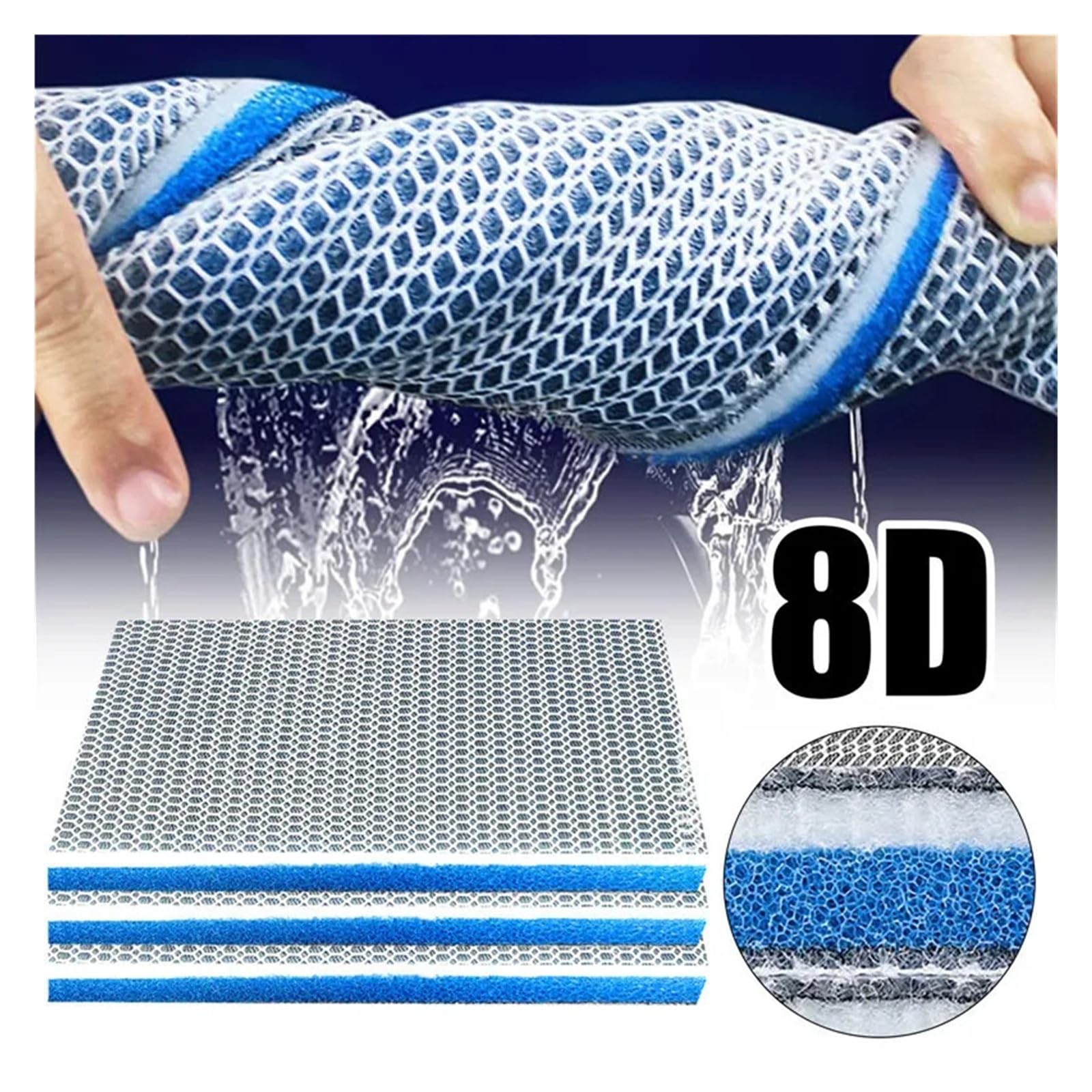 Filtro de esponja 8D para estanque de peces, purificador de algodón, purificación de agua, filtro sin gel, mediano sin gel, diseño de 8 capas (60 x 30 x 2 cm)