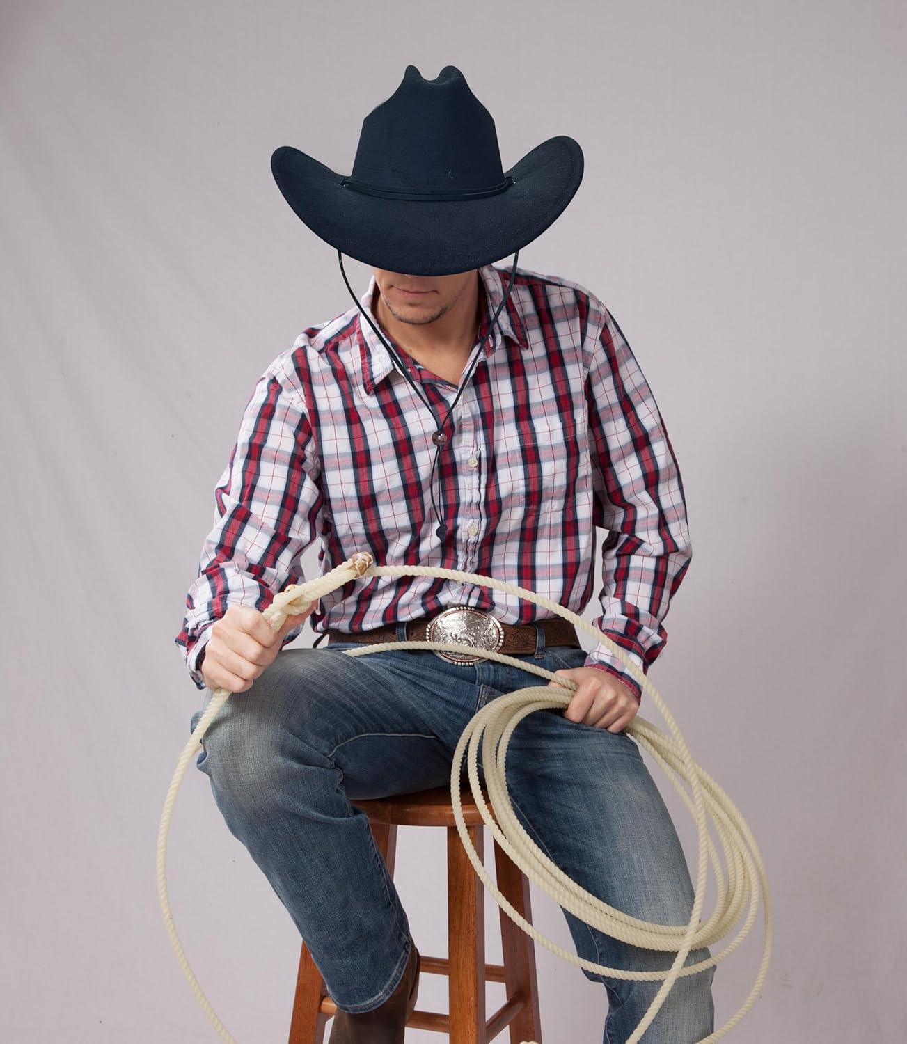 Lanzom Women Western Cowboy Cowgirl Hat Wide Brim Fedoras Hat with Wind Lanyard - Image 6