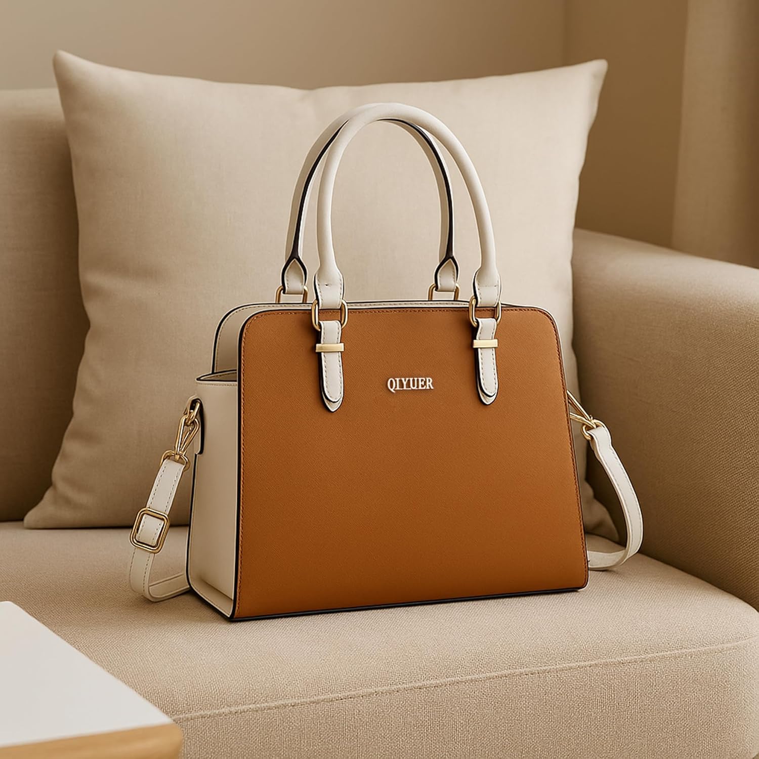 Qiyuer Satchel Purses For Women Top Handle Bag Purse And Wallet Set Work Tote Bags 2pcs - Image 3