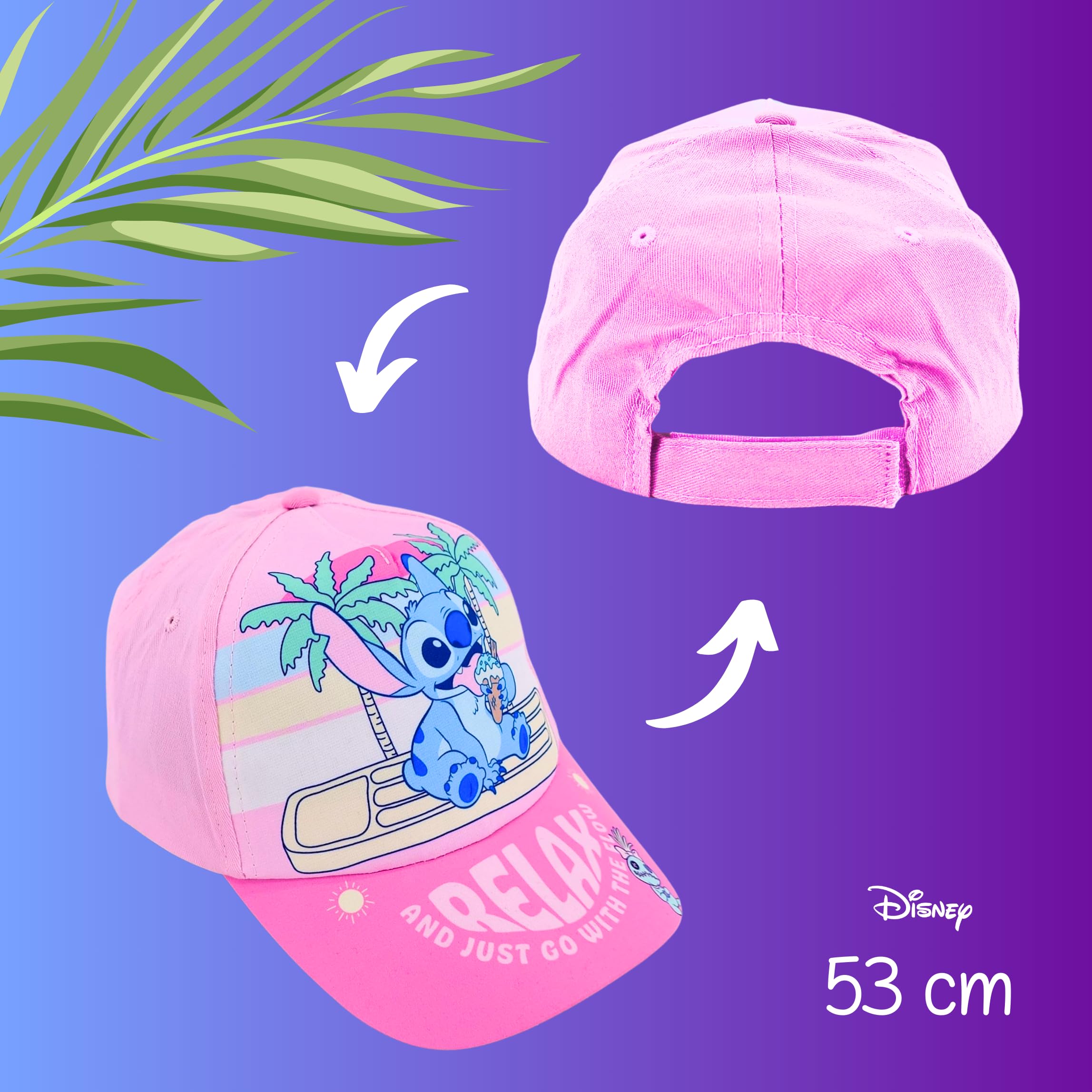Disney Stitch Gorra y Gafas de Sol para Niñas, Gafas de Sol Protección UV, Gorra de Verano, Gorro de Beisbol Infantil