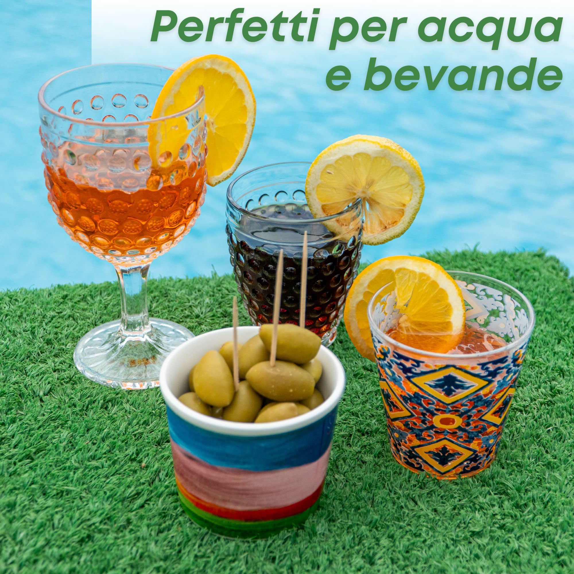 Set 6 Bicchieri In Vetro Colorato NAMAI - 270ml, Lavastoviglie E Microonde, Colori Vivaci