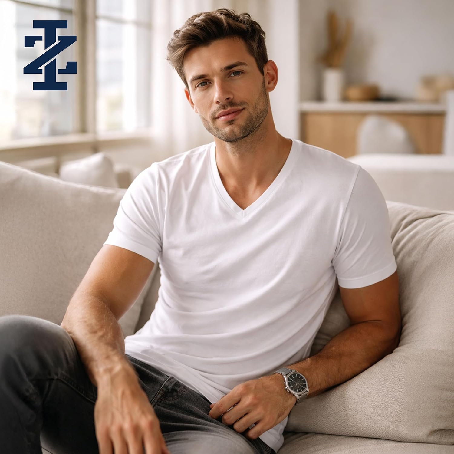 IZOD Mens Undershirts - 4 Pack Lightweight Breathable Cotton Mens Shirts Crew Neck & V Neck Undershirts for Men (Sizes: S-XL) - Image 2