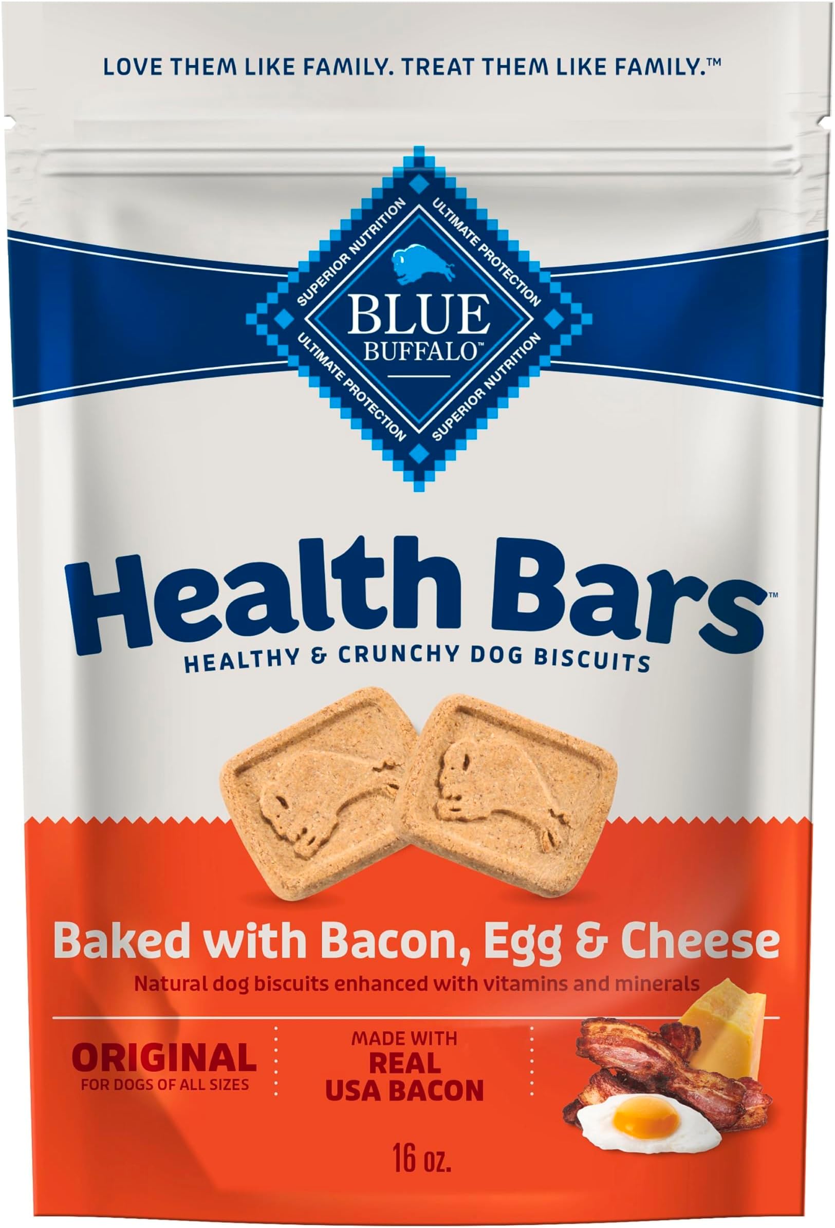 BLUE Health Bars Bacon, Egg & Cheese Dog Treats 16-oz Pack o