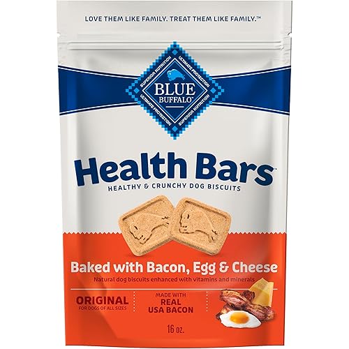 Blue Buffalo Health Bars Crunchy Dog Biscuits, Oven-Baked With Natural Ingredients, Bacon, Egg & Cheese , 16-oz Bag