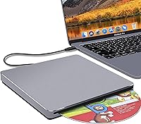 Vista 10 de NOLYTH Unidad de CD externa para Mac: USB C reproductor de grabadora de DVD SuperDrive para portátil Windows Apple Plug & Play Copia de seguridad